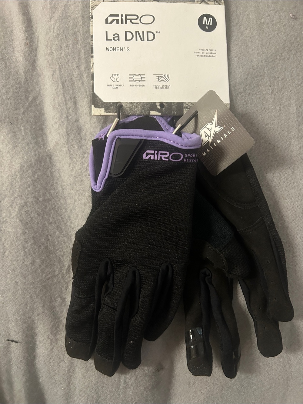 Giro Women's Black Gloves with Purple Trim - La DND Cycling Gloves